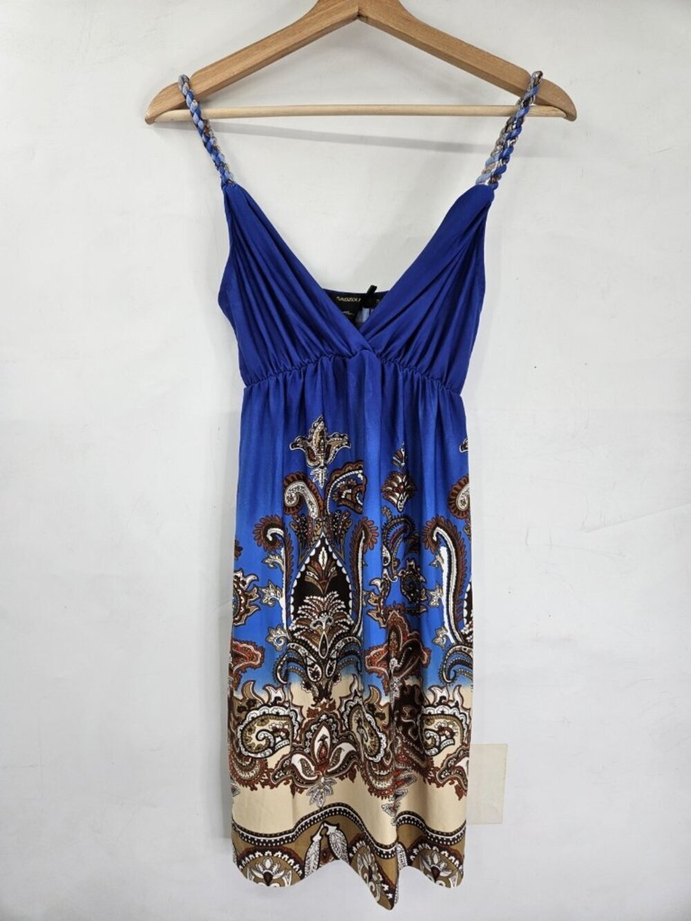 Radzoli Mini Dress Womens M Blue Boho Festival Sleeveless Vacation Resort Summer